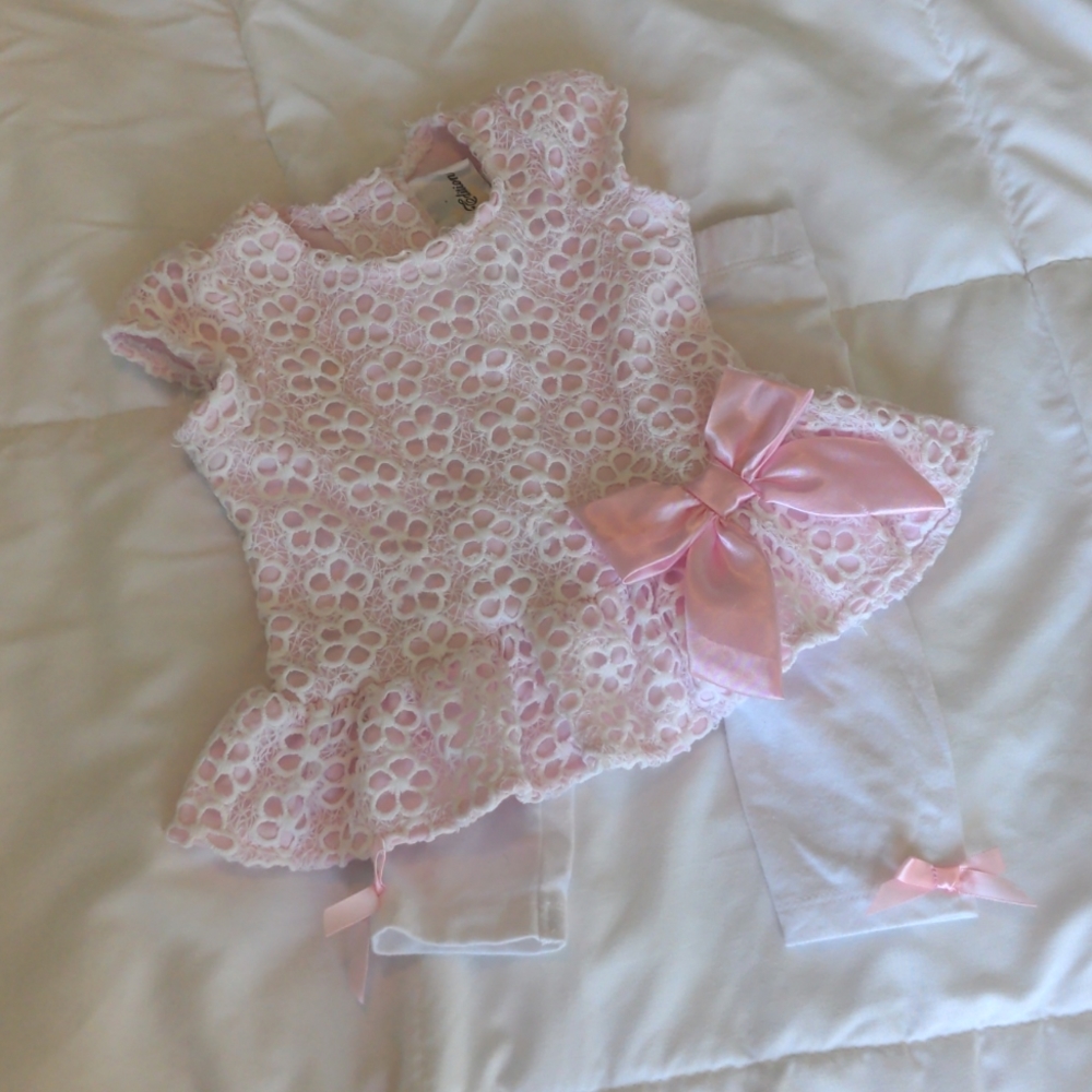 Pink lace shirt and pant set